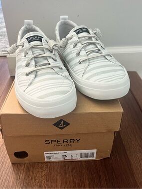 Sperry Womens Crest Vibe Striped Sneaker — White/Sage